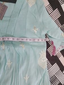Sky Blue Chanderi Silk Kurta Set with Cutwork Dupa