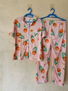 Cute Peach Print Pajama Set
