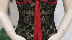 Black Lace Babydoll with Red Ribbon