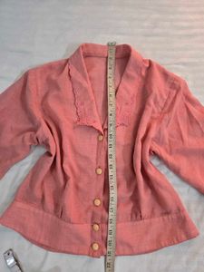 Pink Embroidered Collar Blouse size M