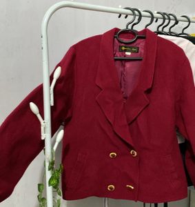 Women's Burgundy Double-Breasted Blazer