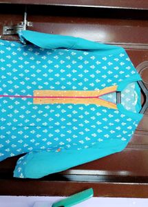 Blue &amp; White Printed Kurti