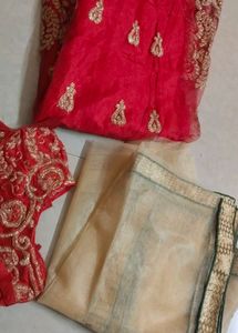 Orange &amp; Red Lehenga Choli Set