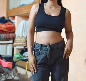 Black Cropped Tank Top