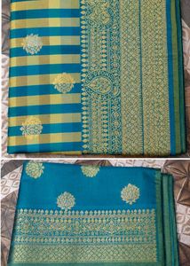 Vibrant Checked Saree with Gold Motifs