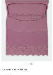 Pink Halter Neck Lace Trim Top