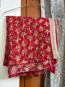 Elegant Red Embroidered Saree