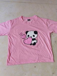Cute Panda Heart Pink T-Shirt