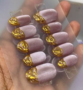 Dusty Rose Chrome Press On Nails