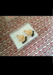 Traditional Gold &amp; Black Bead Earrings