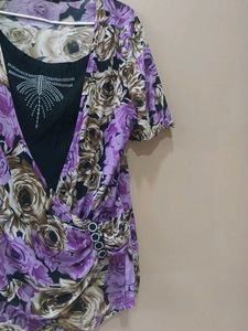 Y2k Purple Floral Top