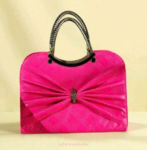 Chic Pink Handbag with Embellished Bow