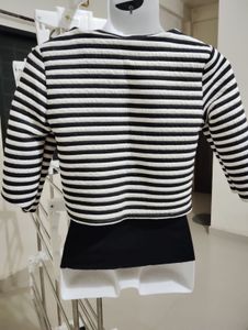 Set of two Striped Cropped Jacket And sleeve top