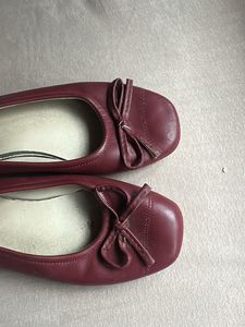 Maroon Ballet Flats with Bow Detail
