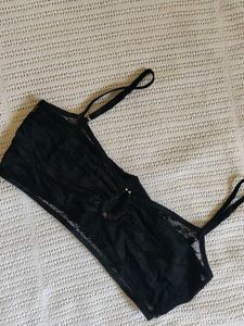 mishki Black Lace Trim Bra