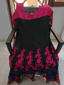 Stylish Black &amp; Pink Soch Anarkali