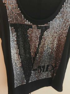 Sparkling Sequin Embellished Black Top