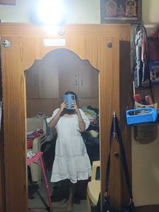 Elegant White Puff Sleeve Dress