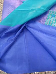 Beautiful blue Saree with Teal Border