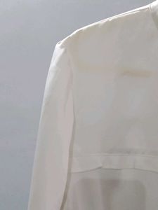 Elegant White Sheer Button-Up Blouse