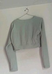 Light Blue Cropped Long Sleeve Shirt