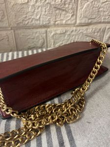 Mango  Maroon Chain Clutch Bag