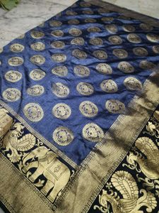 heavy quality pattu Saree with Elephant Motif