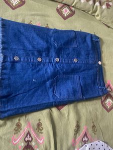 Denim Button-Front Skirt