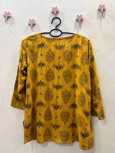 Mustard Yellow Kurta with Umbrella Print