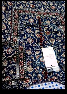 Blue Floral Print Kurta with Pants Set