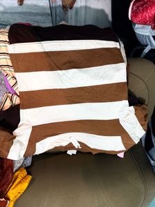 Brown &amp; White Striped T-Shirt