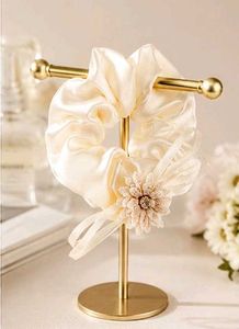Elegant Cream Satin Scrunchie Set 2  pis