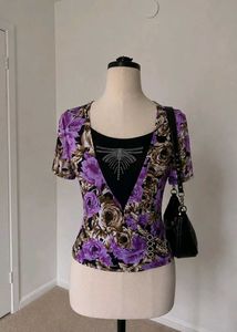 Y2k Floral Wrap Top