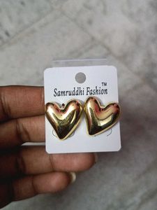 Golden Heart Stud Earrings