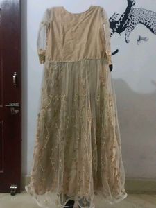 Elegant Gold Embellished Anarkali