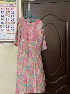 Pink Floral Print Kurta