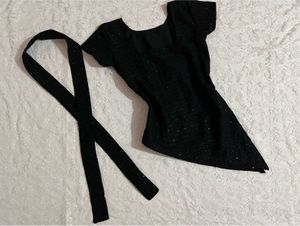 Sparkly Black Party y2k kurti with scarf