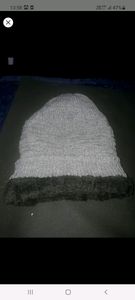 Grey woolen cap with fur inside