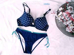 Navy &amp; White Heart Bikini Set