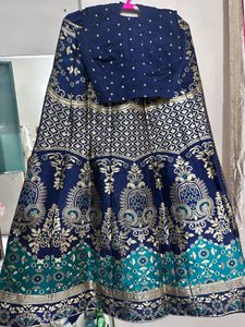 Elegant Blue &amp; Gold Brocade Skirt