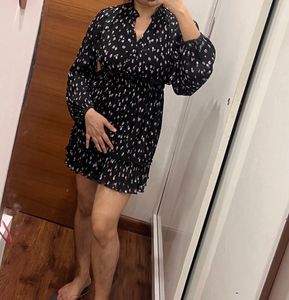 zara Black with lavender Floral Mini Dress