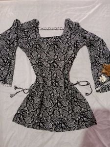 Floral Print black kurti