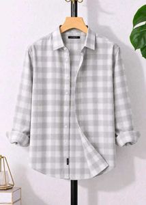 Premium Men's Grey Checkered Casual Shirt | Stylis