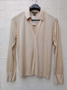 New With Tag Korean Elegant Beige Button-Down Shir