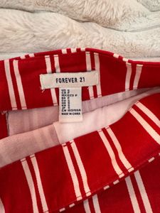 forever 21 Red White Striped Mini Skirt with pocke
