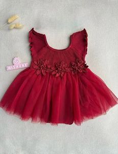 Beautiful Red Tulle Dress with Flowers