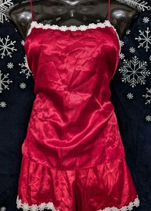Red Satin Lingerie Set Imported
