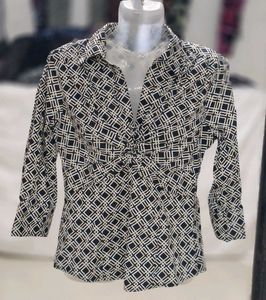 ALFANI Stylish Black and White Geometric Print Top