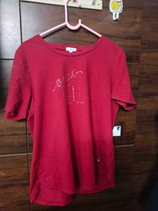 Red Rhinestone Graphic T-Shirt