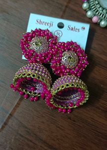 3 Pairs Jhumka Earrings and bracelet Set